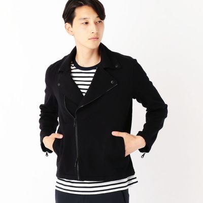 ＜COMME CA ISM (メンズ）＞ ダブルライダースジャージージャケット(4722BC03) 05・ブラック 【三越・伊勢丹/公式】