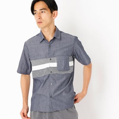 【SALE（三越）】＜COMME CA ISM (メンズ）＞ ボーダー柄ニットコンビシャツ(4730IZ12) ネイビー 【三越・伊勢丹/公式】