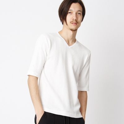 【SALE（三越）】＜COMME CA ISM (メンズ）＞ 5分袖VネックTシャツ(4760TZ05) ホワイト 【三越・伊勢丹/公式】