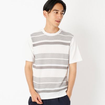 ＜COMME CA ISM (メンズ）＞ 前身頃がニットになったコンビネーションTシャツ(4764TZ26) ホワイト 【三越・伊勢丹/公式】