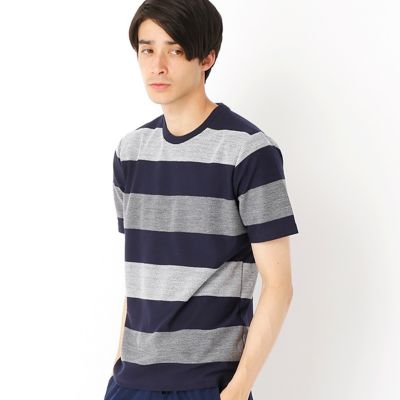 ＜COMME CA ISM (メンズ）＞ ヘリンボンジャカードボーダーT(4764TZ39) ネイビー 【三越・伊勢丹/公式】