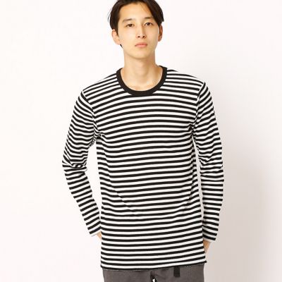 ＜COMME CA ISM (メンズ）＞ ボーダーロングTシャツ(4765TC12) 05・ブラック 【三越・伊勢丹/公式】