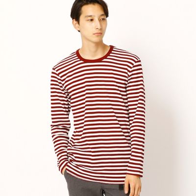 ＜COMME CA ISM (メンズ）＞ ボーダーロングTシャツ(4765TC12) 12・ワイン 【三越・伊勢丹/公式】