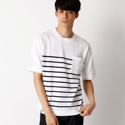 【SALE（三越）】＜COMME CA ISM (メンズ）＞ ボーダー半袖ニットイタリア糸使用(4771KZ15) ホワイト 【三越・伊勢丹/公式】