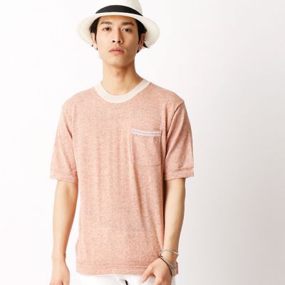 【SALE（三越）】＜COMME CA ISM (メンズ）＞ リブライン半袖プルオーバー(4771KZ17) オレンジ 【三越・伊勢丹/公式】