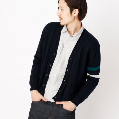 ＜COMME CA ISM (メンズ）＞ 絞り染でラインを表現したVカーディガン(4772KZ10) ネイビー 【三越・伊勢丹/公式】