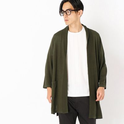 ＜COMME CA ISM (メンズ）＞ 麻混ロングカーディガンとTシャツセット(4772KZ16) カーキ 【三越・伊勢丹/公式】