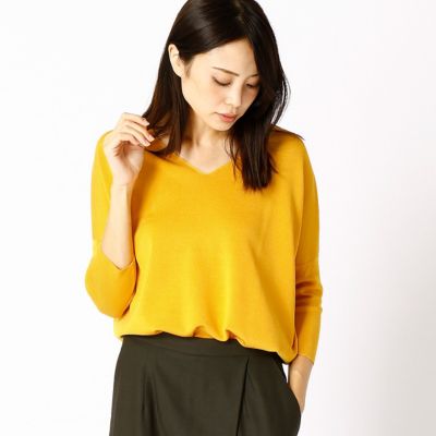 ＜COMME CA TALLサイズ＞ 大きいサイズ 強撚ストレッチミラノリブ(6706IC01) イエロー 【三越・伊勢丹/公式】