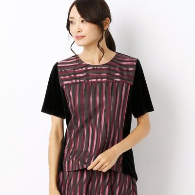 ＜ギャバジンK.T/Gabardine K.T＞ ベロア使いプルオーバー(7201EC02) ボルドー 【三越・伊勢丹/公式】