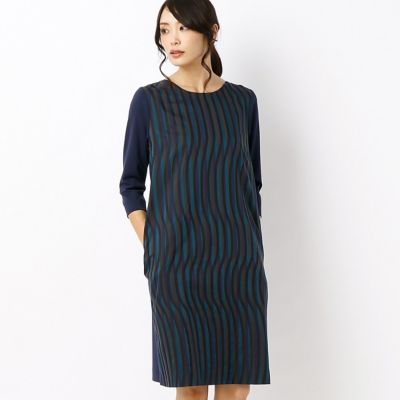 ＜ギャバジンK.T/Gabardine K.T＞ ウェーブボーダーチュニックドレス(7201OC01) ネイビー 【三越・伊勢丹/公式】