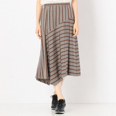 ＜ギャバジンK.T/Gabardine K.T＞ レジメンタル・ストライプアシンメトリースカート(7202FB01) グレー系 【三越・伊勢丹/公式】