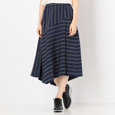 ＜ギャバジンK.T/Gabardine K.T＞ レジメンタル・ストライプアシンメトリースカート(7202FB01) ネイビー系 【三越・伊勢丹/公式】
