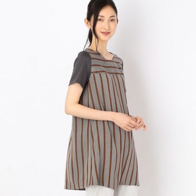 ＜ギャバジンK.T/Gabardine K.T＞ レジメンタル風ボーダーチュニックドレス(7202OB01) グレー系 【三越・伊勢丹/公式】