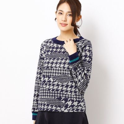 ＜ギャバジンK.T/Gabardine K.T＞ 千鳥柄ジャガードプルオーバー(7203EC10) ネイビーxグレー 【三越・伊勢丹/公式】
