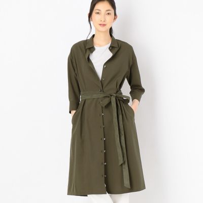 ＜ギャバジンK.T/Gabardine K.T＞ ポリエステルポプリンサッシュベルト付きドレス(7217OB02) カーキ 【三越・伊勢丹/公式】
