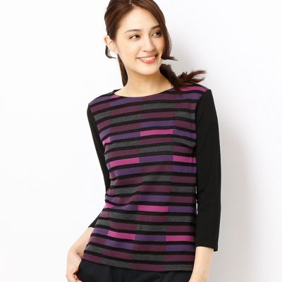 ＜ギャバジンK.T/Gabardine K.T＞ カラフルボーダーTシャツ(7221EC05) パープル系 【三越・伊勢丹/公式】