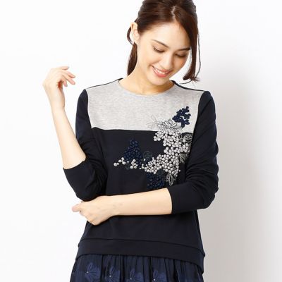 ＜ギャバジンK.T/Gabardine K.T＞ ぶどう柄刺繍プルオーバー(7221EC07) ネイビーxグレー 【三越・伊勢丹/公式】