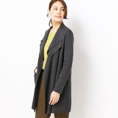 ＜ギャバジンK.T/Gabardine K.T＞ エキストラファインメリノウールロングニットジャケット(7231IC07) チャコール 【三越・伊勢丹/公式】