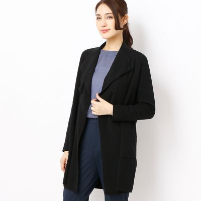 ＜ギャバジンK.T/Gabardine K.T＞ エキストラファインメリノウールロングニットジャケット(7231IC07) ブラック 【三越・伊勢丹/公式】