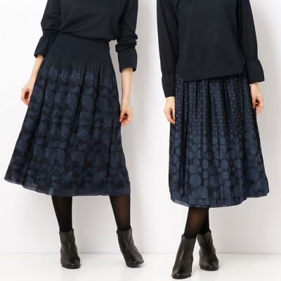 ＜ギャバジンK.T/Gabardine K.T＞ カットジャガードリバーシブルゴムスカート(7260FC04) ネイビー 【三越・伊勢丹/公式】