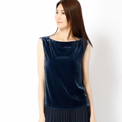 ＜COMME CA TALLサイズ＞ 大きいサイズ ベルベットノースリーブプルオーバー(7601HB03) ブルー 【三越・伊勢丹/公式】