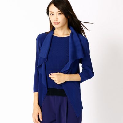 ＜COMME CA TALLサイズ＞ 大きいサイズ エスパディ天竺プリーツカーディガン(7603JC01) ブルー系 【三越・伊勢丹/公式】