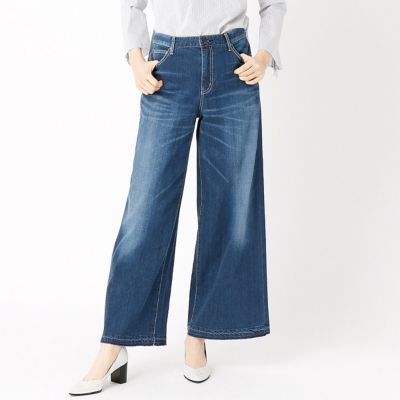 ＜COMME CA TALLサイズ＞ 大きいサイズ ストレッチヴィンテージデニムワイドパンツ(7608PZ03) インディゴ 【三越・伊勢丹/公式】
