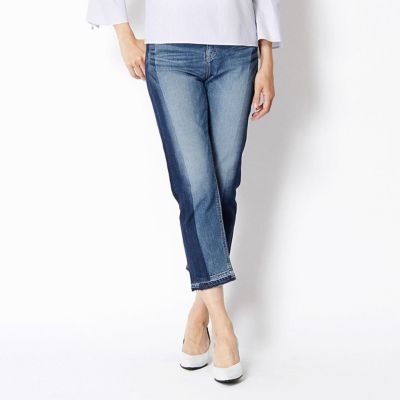 ＜COMME CA TALLサイズ＞ 大きいサイズ ストレッチサイドラインデニムクロプド丈パンツ(7608PZ19) ライトインディゴ 【三越・伊勢丹/公式】