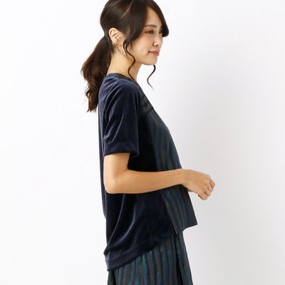 ＜Gabardine K.T+（大きいサイズ）＞ 大きいサイズ ベロア使いプルオーバー(7801EC02) ネイビー 【三越・伊勢丹/公式】