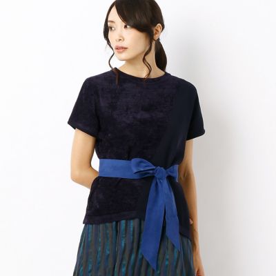 ＜Gabardine K.T+（大きいサイズ）＞ 大きいサイズ 異素材MIXプルオーバー(7801IC05) ネイビー 【三越・伊勢丹/公式】