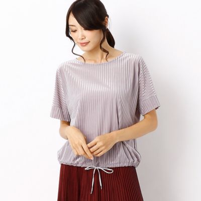 ＜Gabardine K.T+（大きいサイズ）＞ 大きいサイズ ストライプベロア半袖プルオーバー(7821EC06) ピンクグレー 【三越・伊勢丹/公式】