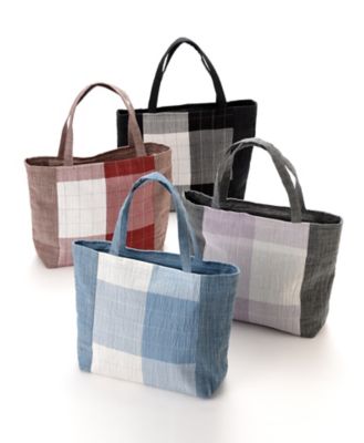 ＜水田＞ 小千谷縮 格子トートバッグ ブラック 【三越・伊勢丹/公式】