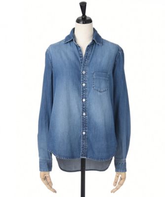 【SALE（三越）】＜ワンフォーイレブン/1411＞ <ex1411>デニムシャツ(e-LT801*) ライトブルー 【三越・伊勢丹/公式】