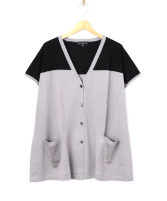 【SALE（伊勢丹）】＜LIFE AND DRESSER/ライフアンドドレッサー＞ 大きいサイズ 配色ニットベスト(15521667)(クローバープラス) グレーxクロ 【三越・伊勢丹/公式】