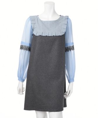 【SALE（伊勢丹）】＜ハニーバンチ/Honey Bunch＞ ヨーク切り替えAラインOP(schoolOP*A) グレー 【三越・伊勢丹/公式】