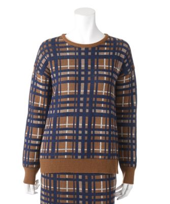 【SALE（伊勢丹）】＜レディ フォア ザ ウィークエンド/Ready for the Weekend＞ チェックセットアッププルオーバー(ISE-15F-03) キャメルｘネイビー系 【三越・伊勢丹/公式】