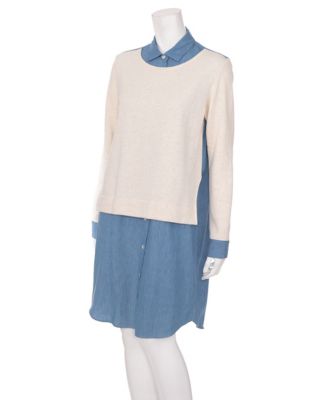 【SALE（伊勢丹）】＜マイカ＆ディール/MICA & DEAL＞ 重ね着風シャツドレス(M15C084-1) オートミール/インディゴ 【三越・伊勢丹/公式】