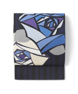 ＜WA・KKA＞ 婦人 京袋帯 ストライプにバラ ブルー 【三越・伊勢丹/公式】