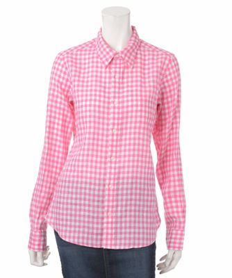 【SALE（伊勢丹）】＜レディ フォア ザ ウィークエンド/Ready for the Weekend＞ ギンガム麻スリムシャツ(6082R ) ピンク（33PNK） 【三越・伊勢丹/公式】
