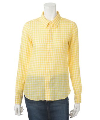 【SALE（伊勢丹）】＜レディ フォア ザ ウィークエンド/Ready for the Weekend＞ ギンガム麻スリムシャツ(6082R ) イエロー（YEL） 【三越・伊勢丹/公式】