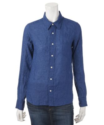 【SALE（伊勢丹）】＜レディ フォア ザ ウィークエンド/Ready for the Weekend＞ 無地麻スリムシャツ(6016R ) インディゴブルー（18INDIGOBL） 【三越・伊勢丹/公式】