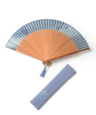 ＜新京清堂＞ 女性用扇子 藍の風セット 桔梗 【三越・伊勢丹/公式】