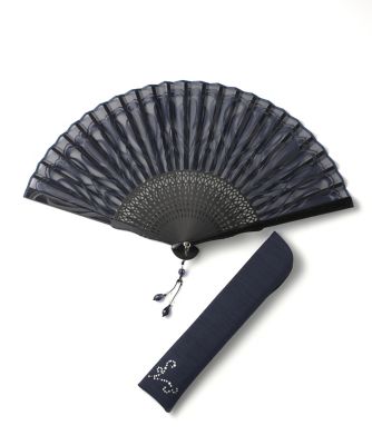＜新京清堂＞ 女性用扇子 クロッカスセット ネイビー 【三越・伊勢丹/公式】