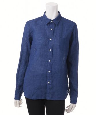 【SALE（伊勢丹）】＜レディ フォア ザ ウィークエンド/Ready for the Weekend＞ 無地麻ビッグシャツ(6016N ) インディゴブルー（18INDIGOBL） 【三越・伊勢丹/公式】