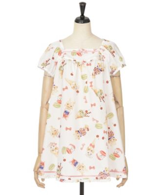 【SALE（三越）】＜PINK HOUSE/ピンクハウス＞ ニャースクリームプリントチュニックブラウス(A2163FBY001) シロ 【三越・伊勢丹/公式】