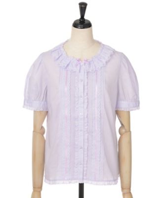 ＜PINK HOUSE CHELSEA＞コットンレースブラウス（A2163FB009） ラベンダー