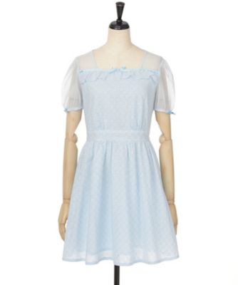 【SALE（三越）】＜PINK HOUSE/ピンクハウス＞ ローン刺繍ワンピース(A2163FA014) ミズイロ 【三越・伊勢丹/公式】