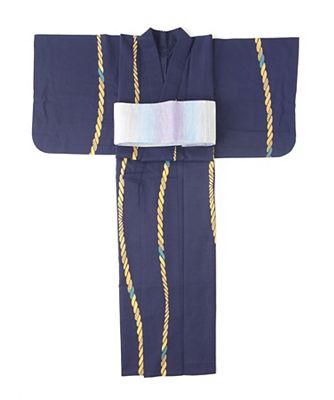 ＜MIQ＞ 6月28日放映<真夜中の百貨店~シークレットルームへようこそ~>三越伊勢丹限定 婦人仕立上りゆかた_縄 ネイビーブルー 【三越・伊勢丹/公式】