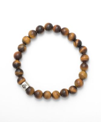 ＜トラヴィス・ワーカー＞ Stone(8mm Tiger Eye)w/TW Logo Ring Bracelet(SBC042M) 【三越・伊勢丹/公式】