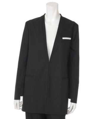 【SALE（三越）】＜ワンフォーイレブン/1411＞ ストライプ玉縁配色ジャケット(506-W7001) ブラックストライプ 【三越・伊勢丹/公式】